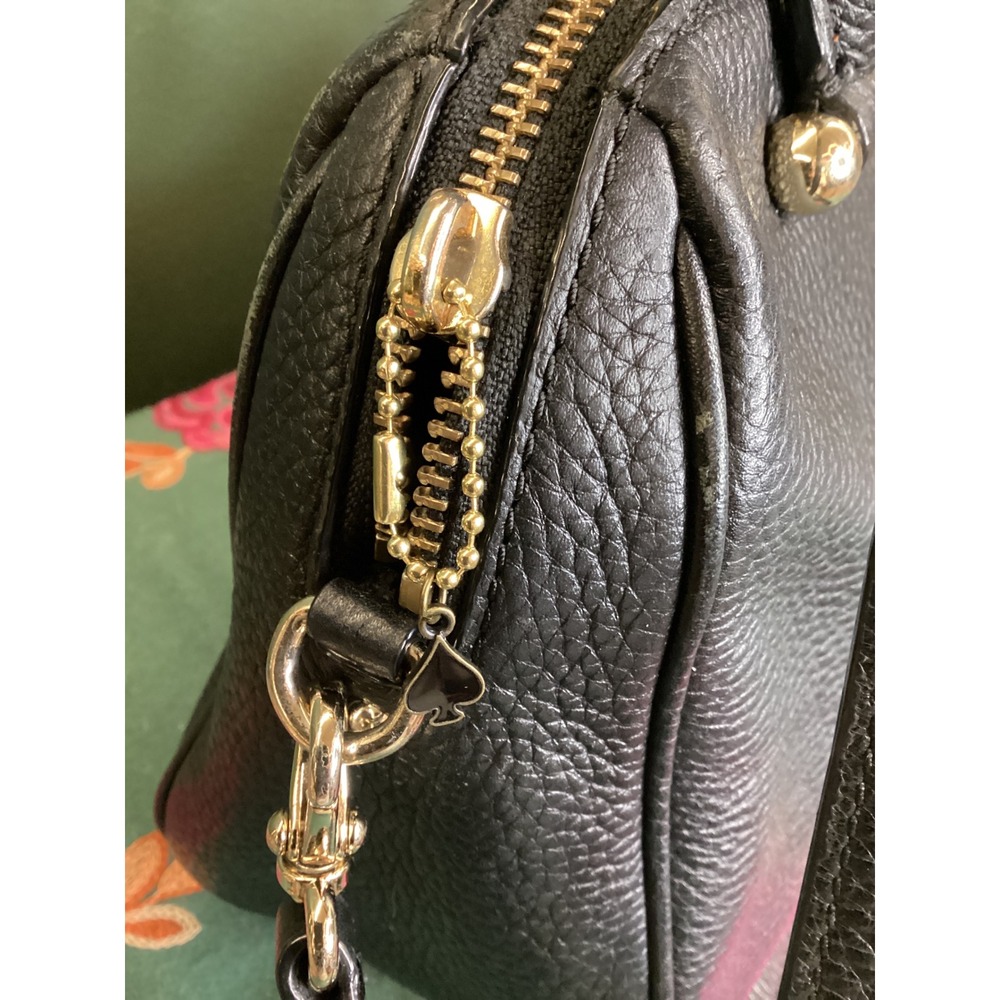 Kate Spade Black Pebbled Leather Satchel Crossbody Bag‎ Gold Hardware PXRU5510 - Picture 3 of 7